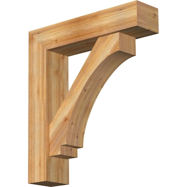 Ekena Millwork Imperial Block Rough Sawn Bracket w/ Offset Brace, Western Red Cedar, 8"W x 34"D x 38"H BKT0806X34X38IMP05RWR - main